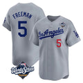 harde LA.Dodgers #5 Freddie Freeman Player Gray World Series Limited Home Stitched Jerseys