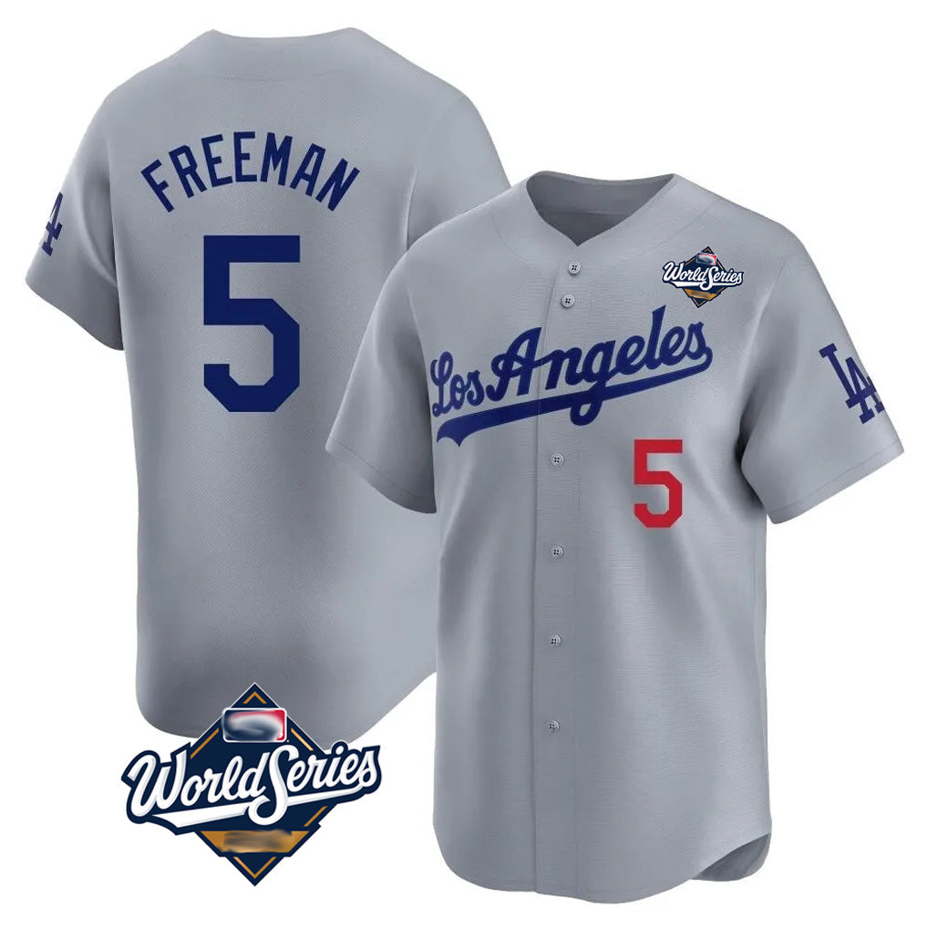 harde LA.Dodgers #5 Freddie Freeman Player Gray World Series Limited Home Stitched Jerseys