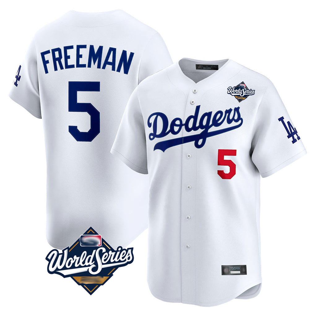 harde LA.Dodgers #5 Freddie Freeman Player White World Series Limited Home Stitched Jerseys
