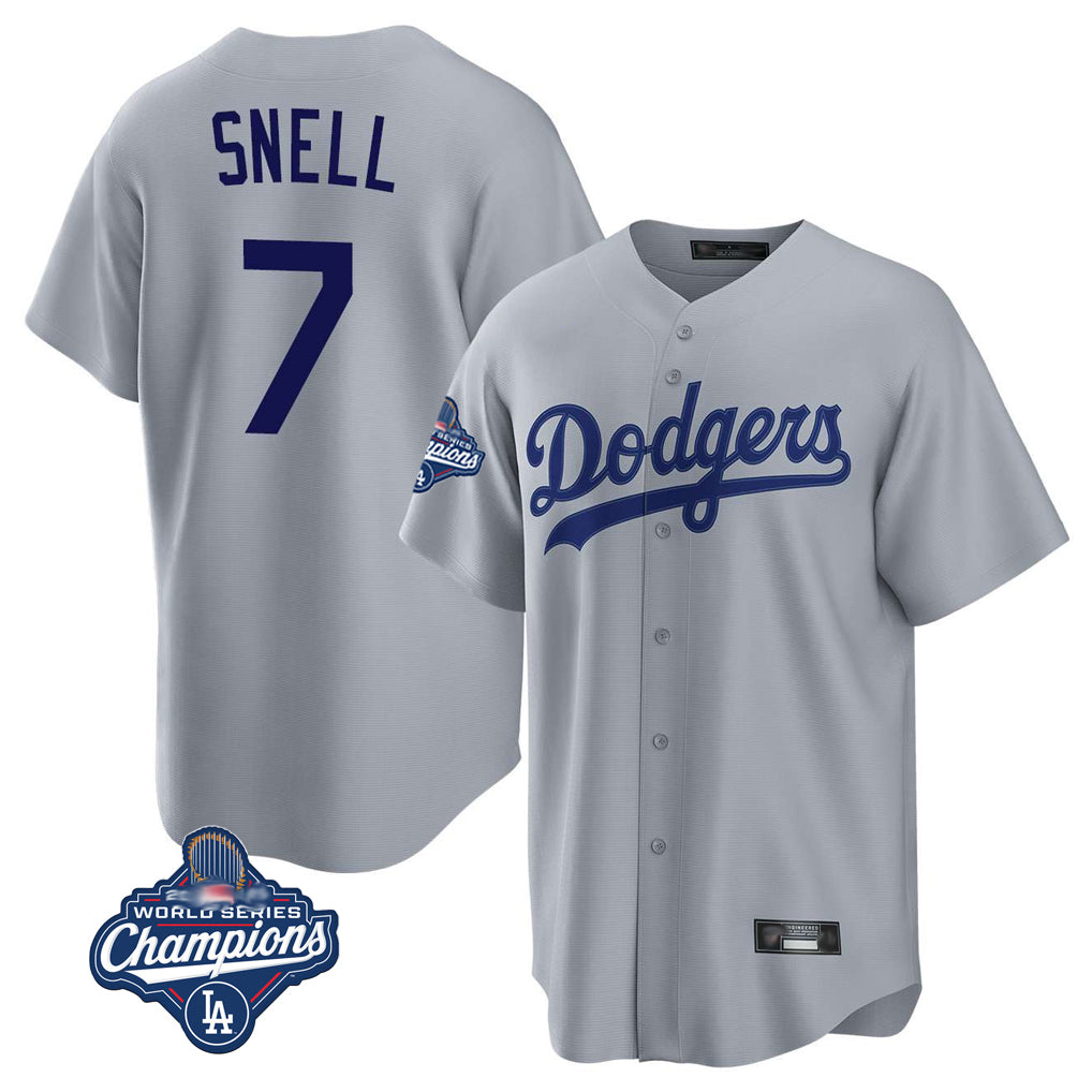 harde LA.Dodgers #7 Blake Snell Player Gray Game World Series Meet Stitched Jerseys