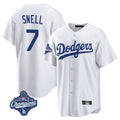 harde LA.Dodgers #7 Blake Snell Player White Game World Series Meet Stitched Jerseys