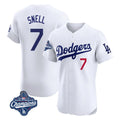 harde LA.Dodgers #7 Blake Snell Player White Limited Elite World Series Meet Home Stitched Jerseys