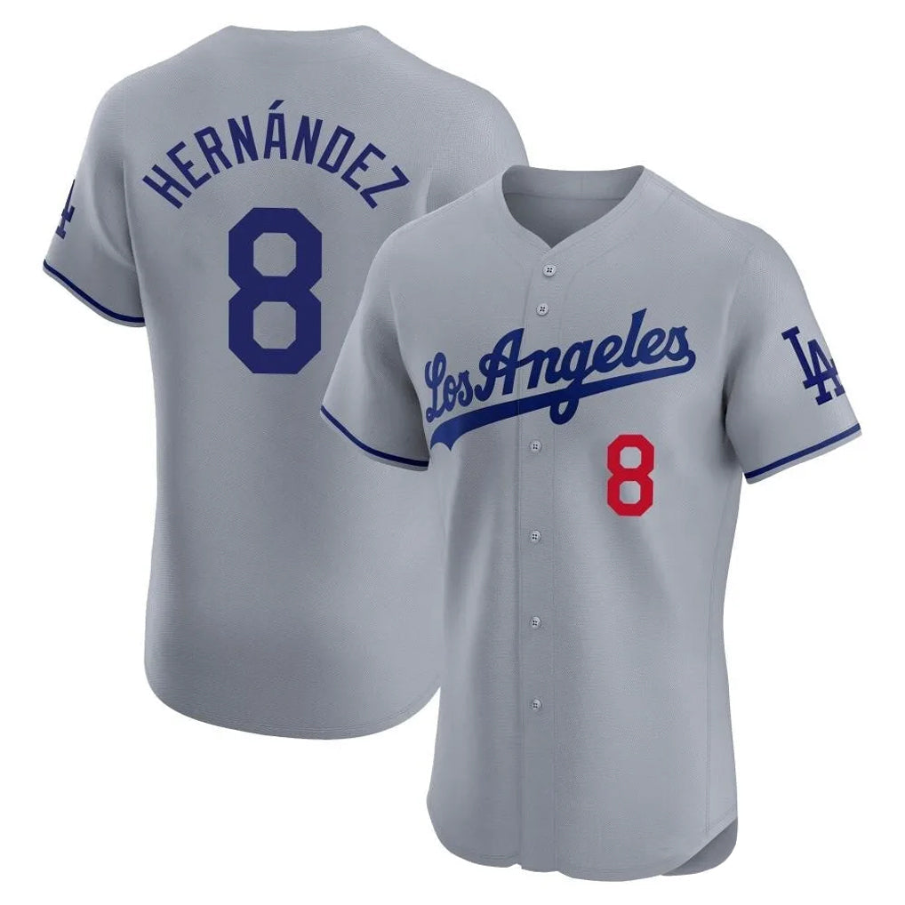 harde LA.Dodgers #8 Enrique Hern?¡ì?¨¦ndez Player Gray Limited Elite Home Stitched Jerseys
