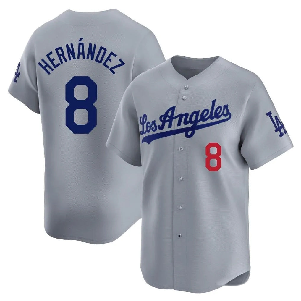 harde LA.Dodgers #8 Enrique Hern?¡ì?¨¦ndez Player Gray Limited Home Stitched Jerseys