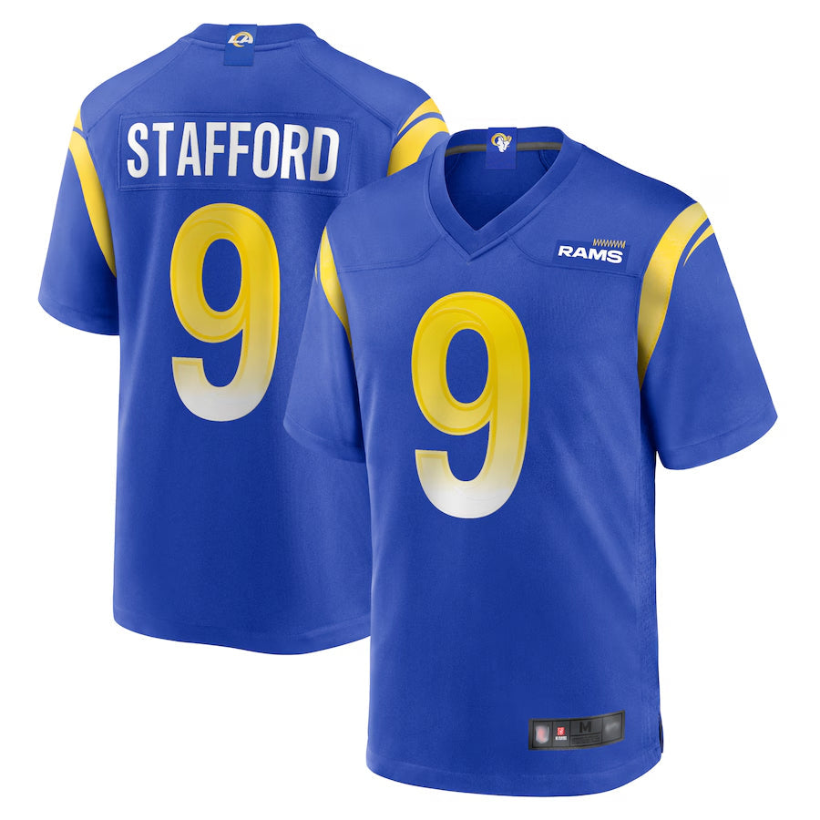 harde LA.Rams Home Game Football Jerseys - Royal - #9 Matthew Stafford Player Stitched Jerseys