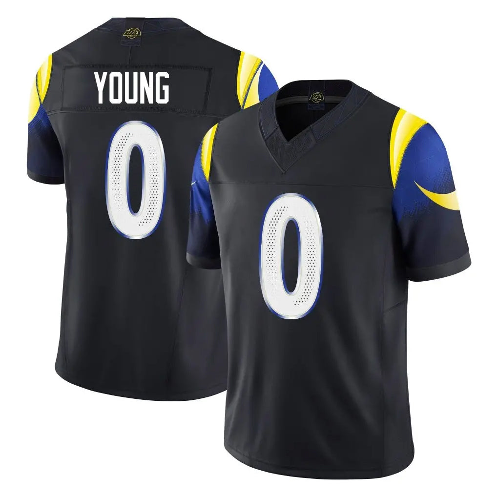 harde LA.Rams #0 Byron Young Player Black Midnight Rivalries Collection Limited Home Game Stitched Jerseys