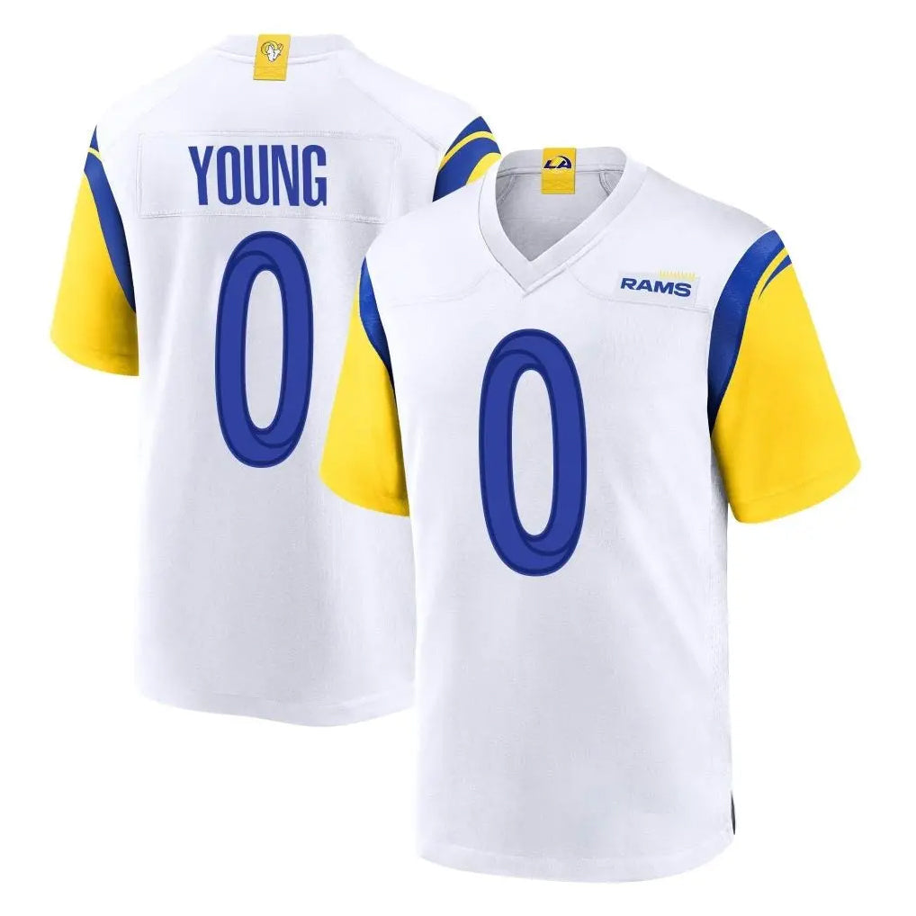 harde LA.Rams #0 Byron Young Player White Home Game Stitched Jerseys