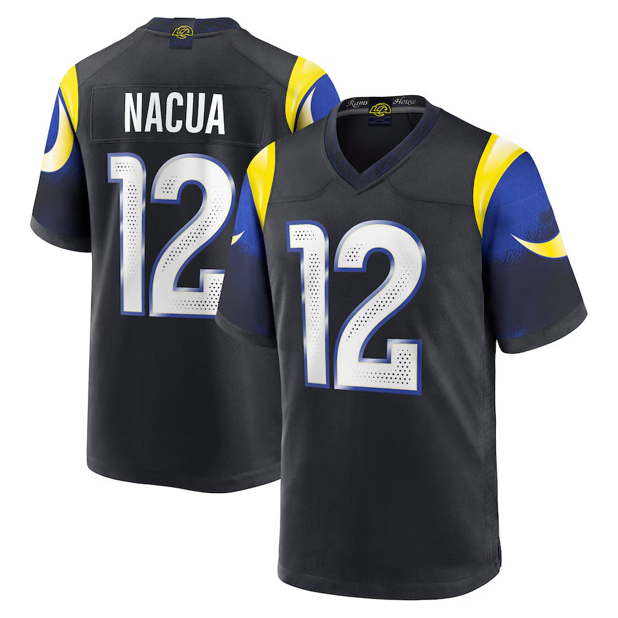 harde LA.Rams #12 Puka Nacua Player Midnight Blue Rivalries Collection Game Stitched Jerseys