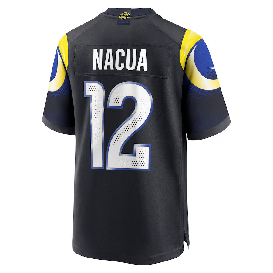 harde LA.Rams #12 Puka Nacua Player Midnight Blue Rivalries Collection Game Stitched Jersey