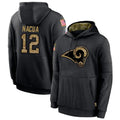 harde LA.Rams #12 Puka Nacua Player Salute to Service Black Hoodies Stitched Jerseys