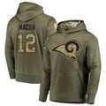 harde LA.Rams #12 Puka Nacua Player Salute to Service Olive Hoodies Stitched Jerseys