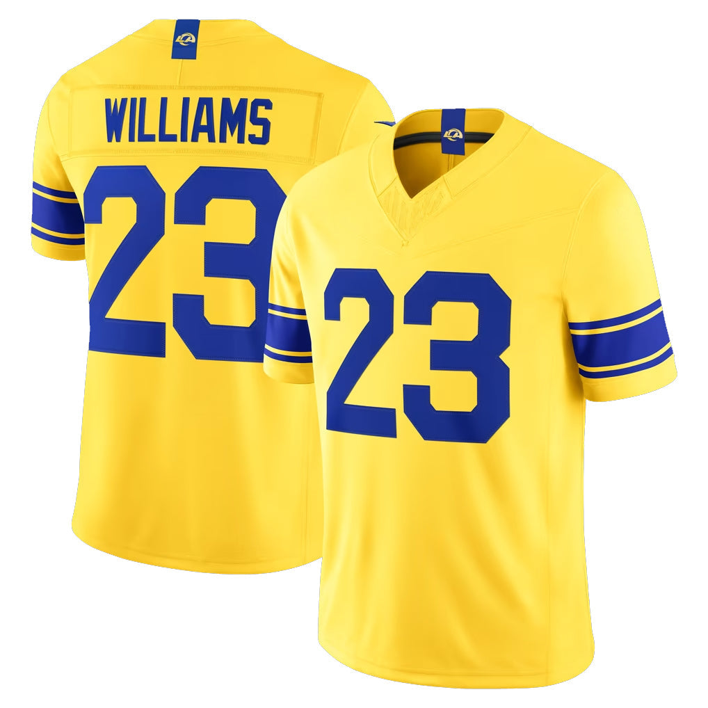 harde LA.Rams #23 Kyren Williams Player Gold Classic Sol Vapor F.U.S.E. Home Game Stitched Jerseys