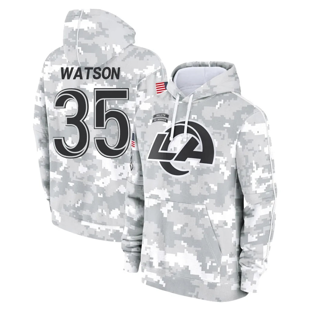 harde LA.Rams #35 Jaylen Watson Player Arctic Camo Salute to Service Hoodies Limited Game Stitched Jerseys