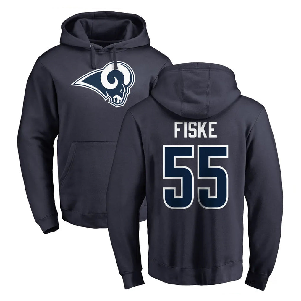harde LA.Rams #55 Braden Fiske Player Navy Pullover Hoodie Limited Game Stitched Jerseys