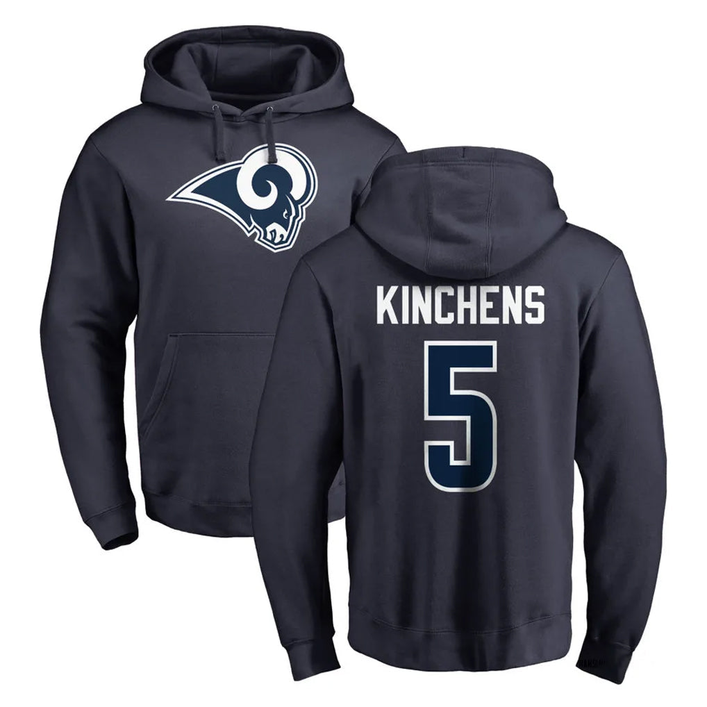harde LA.Rams #5 Kamren Kinchens Player Navy Pullover Hoodie Limited Game Stitched Jerseys