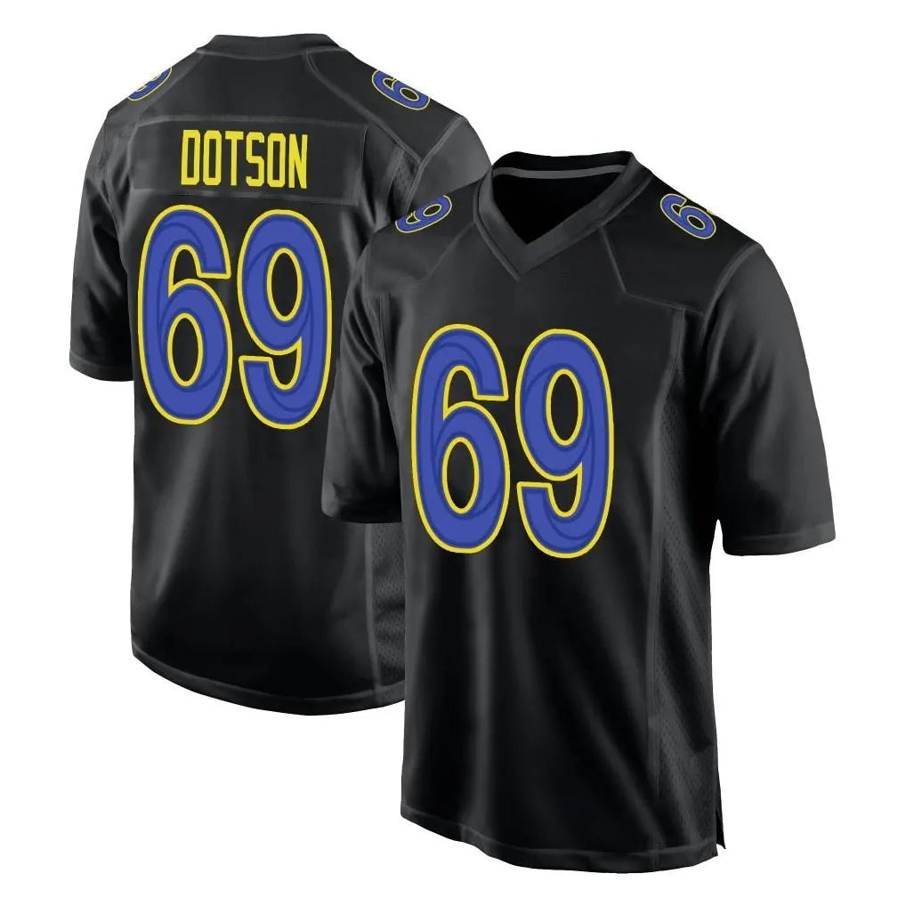 harde LA.Rams #69 Kevin Dotson Player Black Fashion Limited Home Game Stitched Jerseys