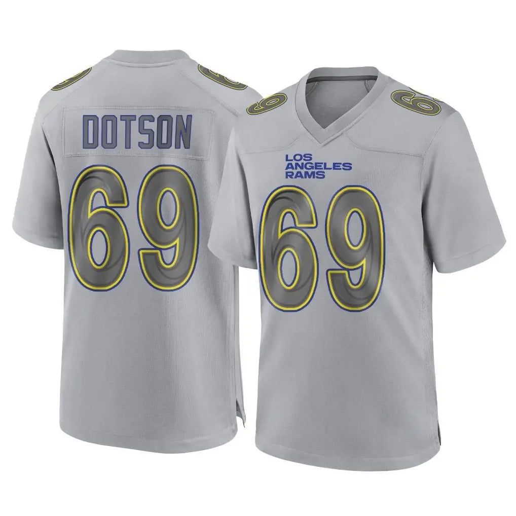 harde LA.Rams #69 Kevin Dotson Player Gray Atmosphere Fashion Home Game Stitched Jerseys