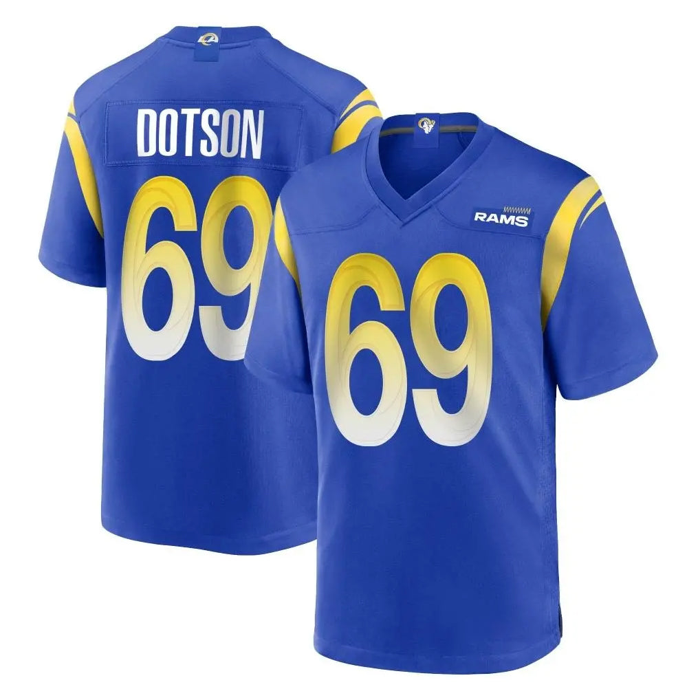 harde LA.Rams #69 Kevin Dotson Player Royal Home Game Stitched Jerseys