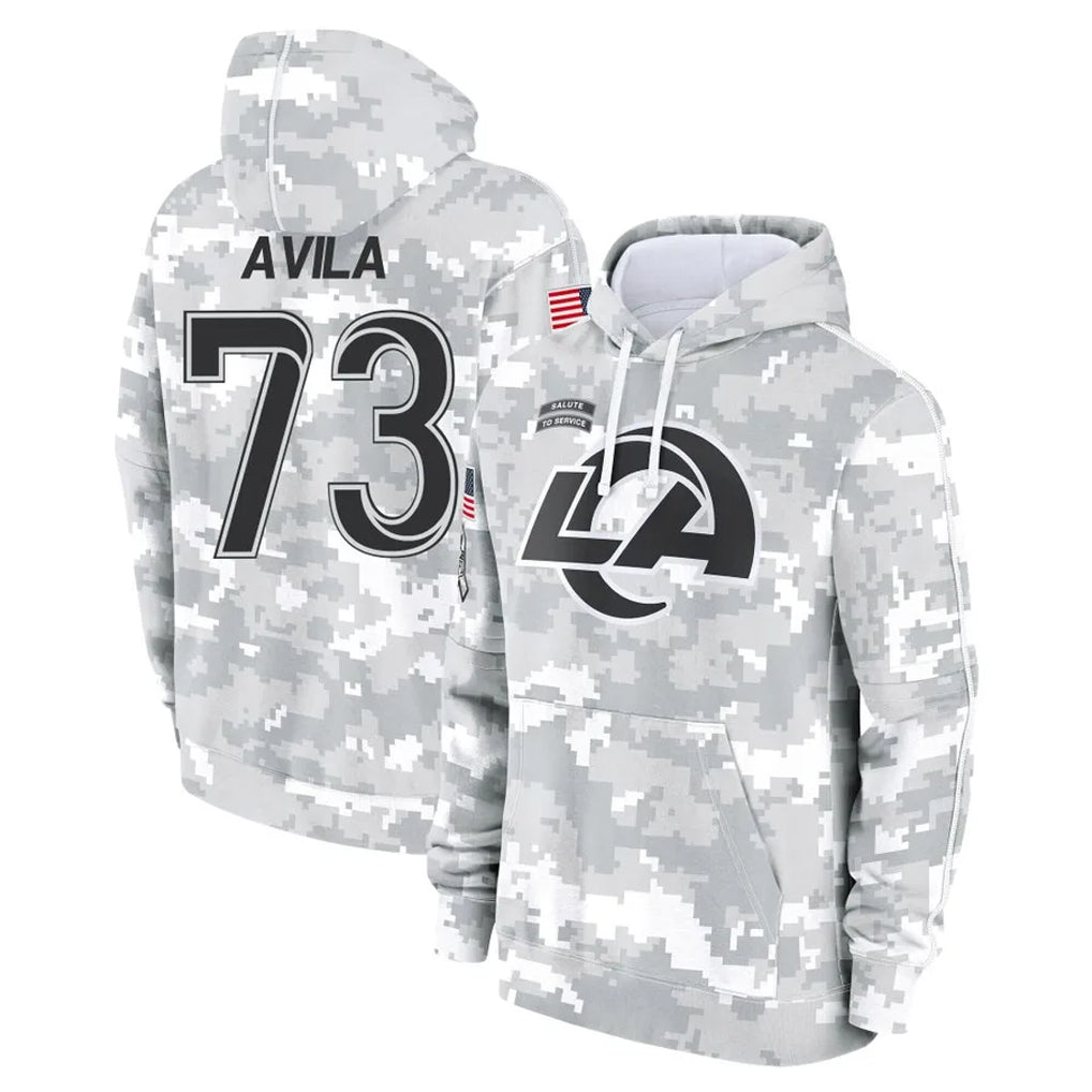 harde LA.Rams #73 Steve Avila Player Arctic Camo Salute to Service Hoodies Limited Game Stitched Jerseys