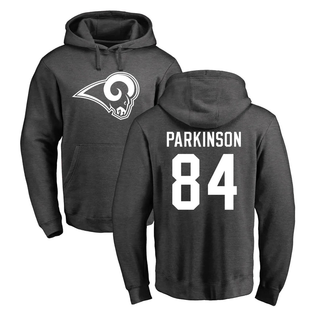 harde LA.Rams #84 Colby Parkinson Player Gray Pullover Hoodie Limited Game Stitched Jerseys