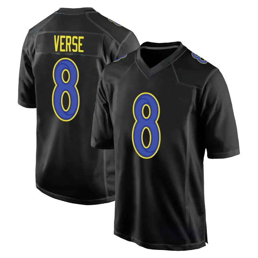 harde LA.Rams #8 Jared Verse Player Black Fashion Game Stitched Jerseys