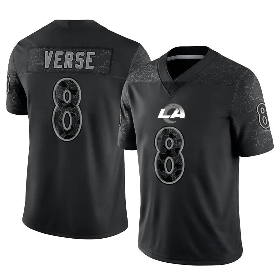 harde LA.Rams #8 Jared Verse Player Black RFLCTV Limited Stitched Jerseys
