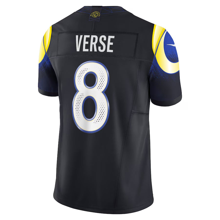 harde LA.Rams #8 Jared Verse Player Midnight Blue Rivalries Collection Vapor Limited Stitched Jerseys