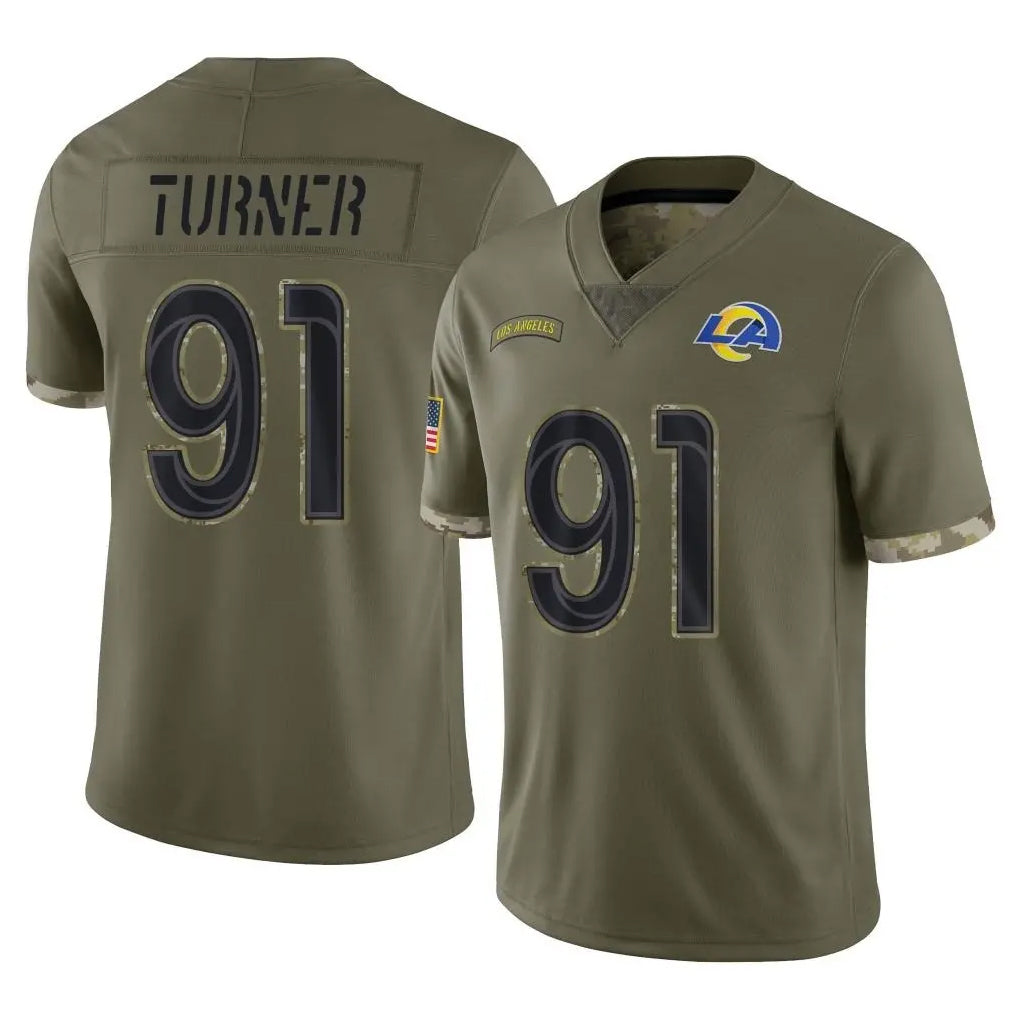 harde LA.Rams #91 Kobie Turner Player Olive Salute To Service Limited Stitched Jerseys