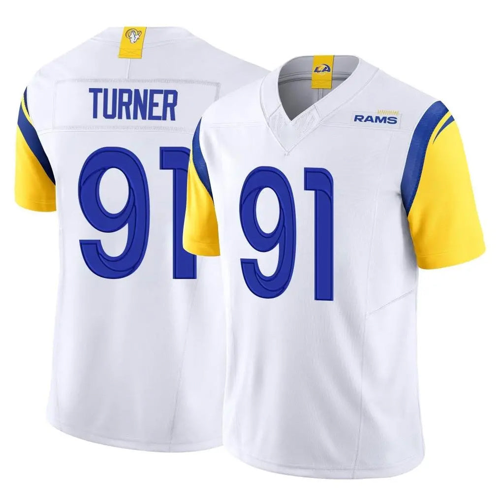 harde LA.Rams #91 Kobie Turner Player White Limited Vapor F.U.S.E. Home Game Stitched Jerseys