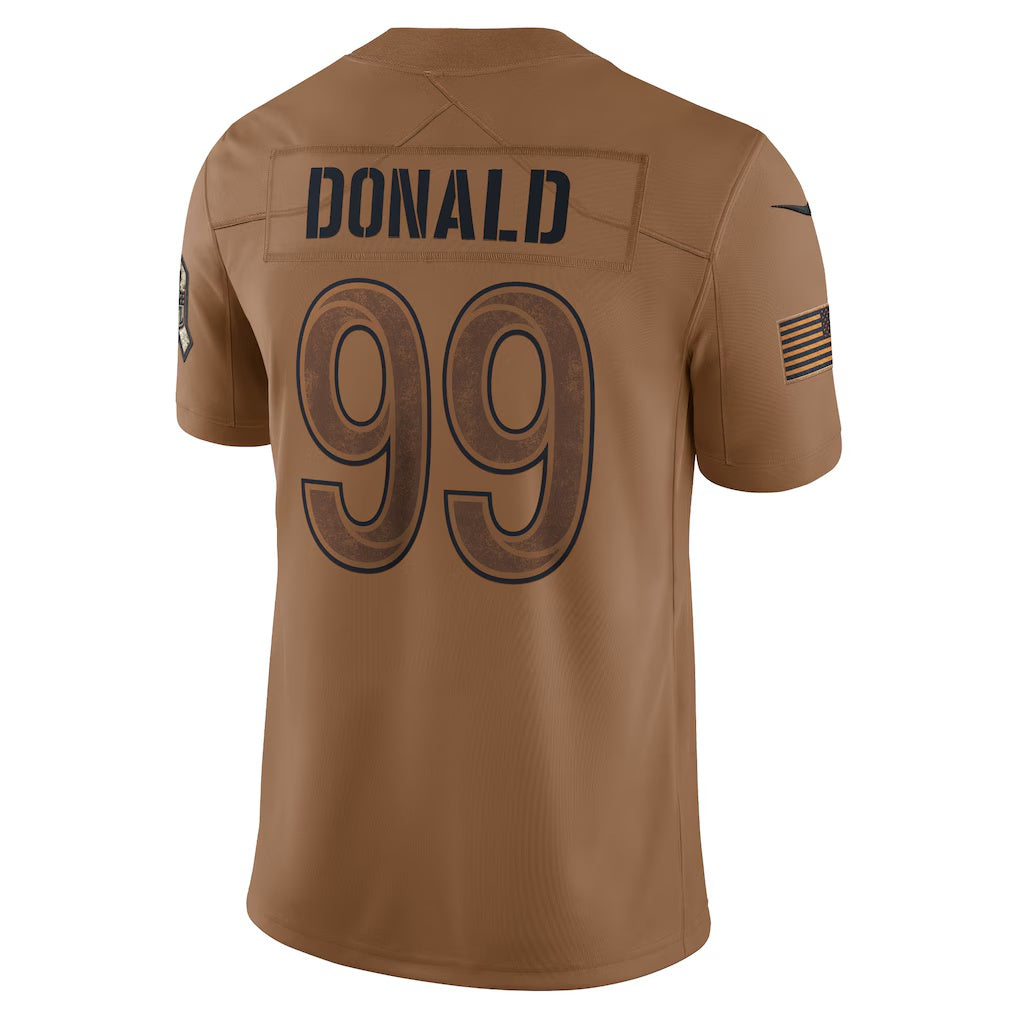 harde LA.Rams #99 Aaron Donald Brown Salute To Service Limited Jersey Stitched Jerseys
