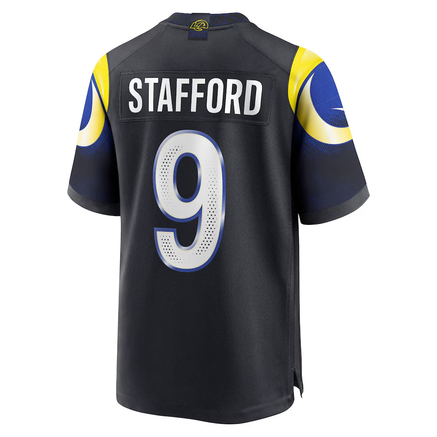 harde LA.Rams #9 Matthew Stafford Player Midnight Blue Rivalries Collection Game Stitched Jerseys