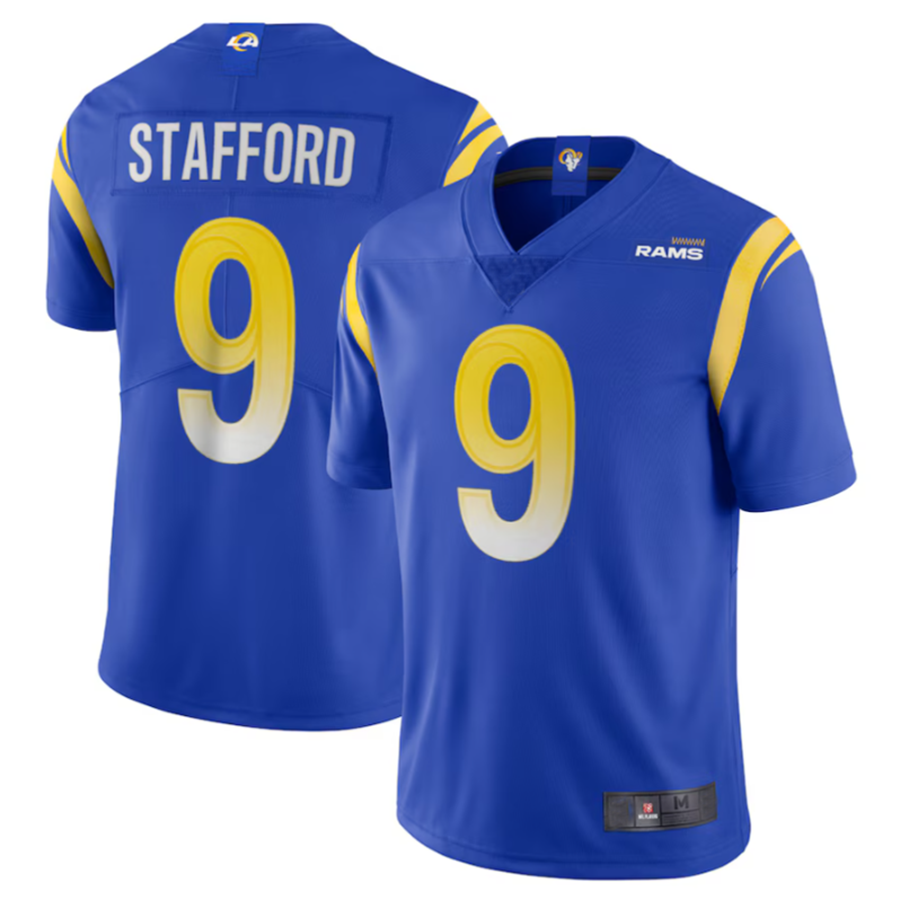 harde LA.Rams #9 Matthew Stafford Royal Vapor Limited Jersey American Stitched Jerseys