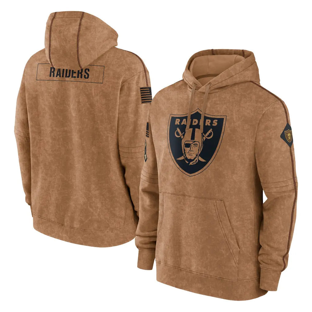 harde LV.Raiders Brown Salute to Service Hoodies Limited Game Blank Player Stitched Jerseys