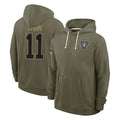 harde LV.Raiders #11 Jeremy Chinn Player Olive Salute to Service Pullover Hoodies Limited Stitched Jerseys