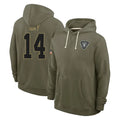 harde LV.Raiders #14 Matt Gay Player Olive Salute to Service Pullover Hoodies Limited Stitched Jerseys