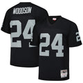 harde LV.Raiders #24 Charles Woodson Player Mitchell & Ness Black Legacy Replica Stitched Jerseys