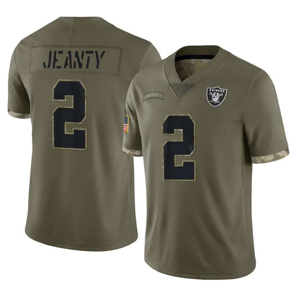 harde LV.Raiders #2 Ashton Jeanty Player Olive Salute To Service Limited Stitched Jerseys