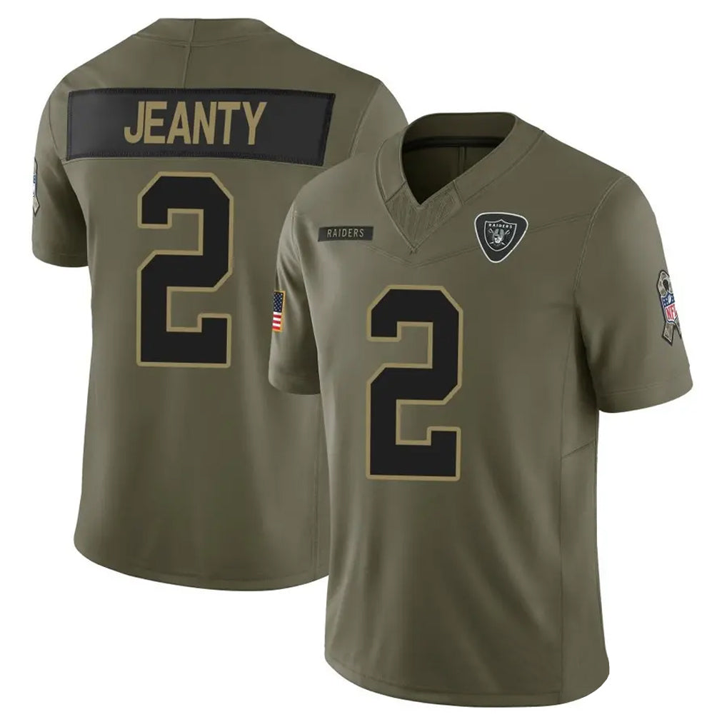 harde LV.Raiders #2 Ashton Jeanty Player Salute To Service Limited Olive Stitched Jerseys