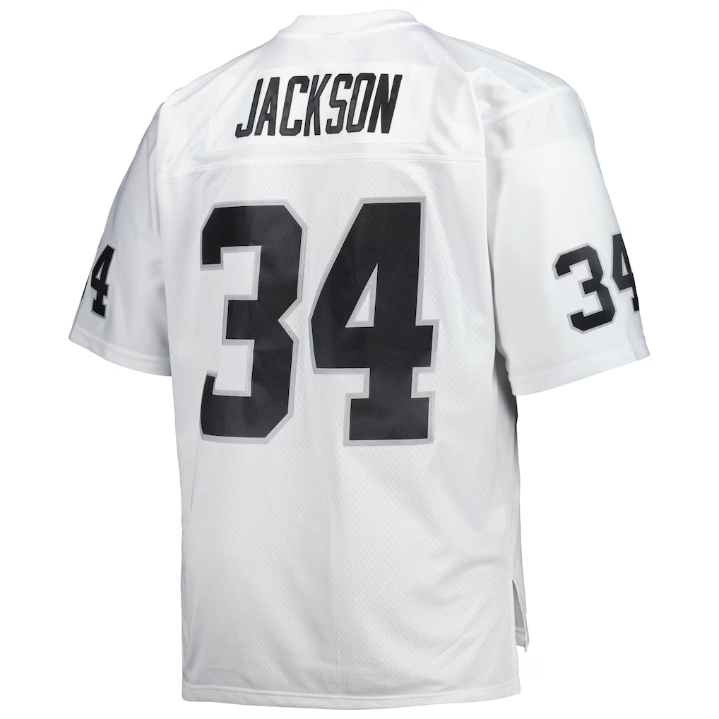 harde LV.Raiders #34 Bo Jackson Mitchell & Ness White Big & Tall 1988 Retired Player Replica Stitched Jerseys