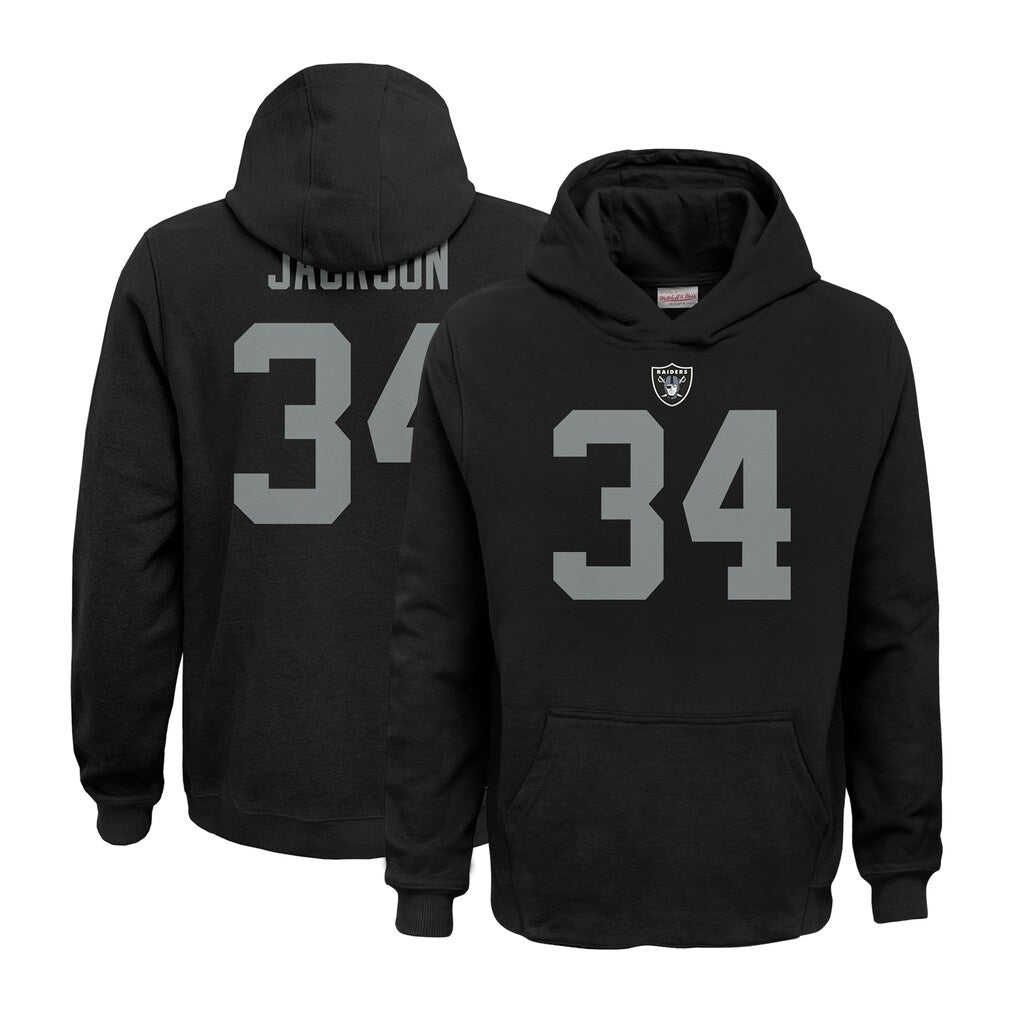 harde LV.Raiders #34 Bo Jackson Player Black Salute to Service Hoodies Stitched Jerseys