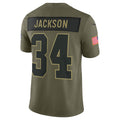 harde LV.Raiders #34 Bo Jackson Player Salute To Service Limited Olive Stitched Jerseys