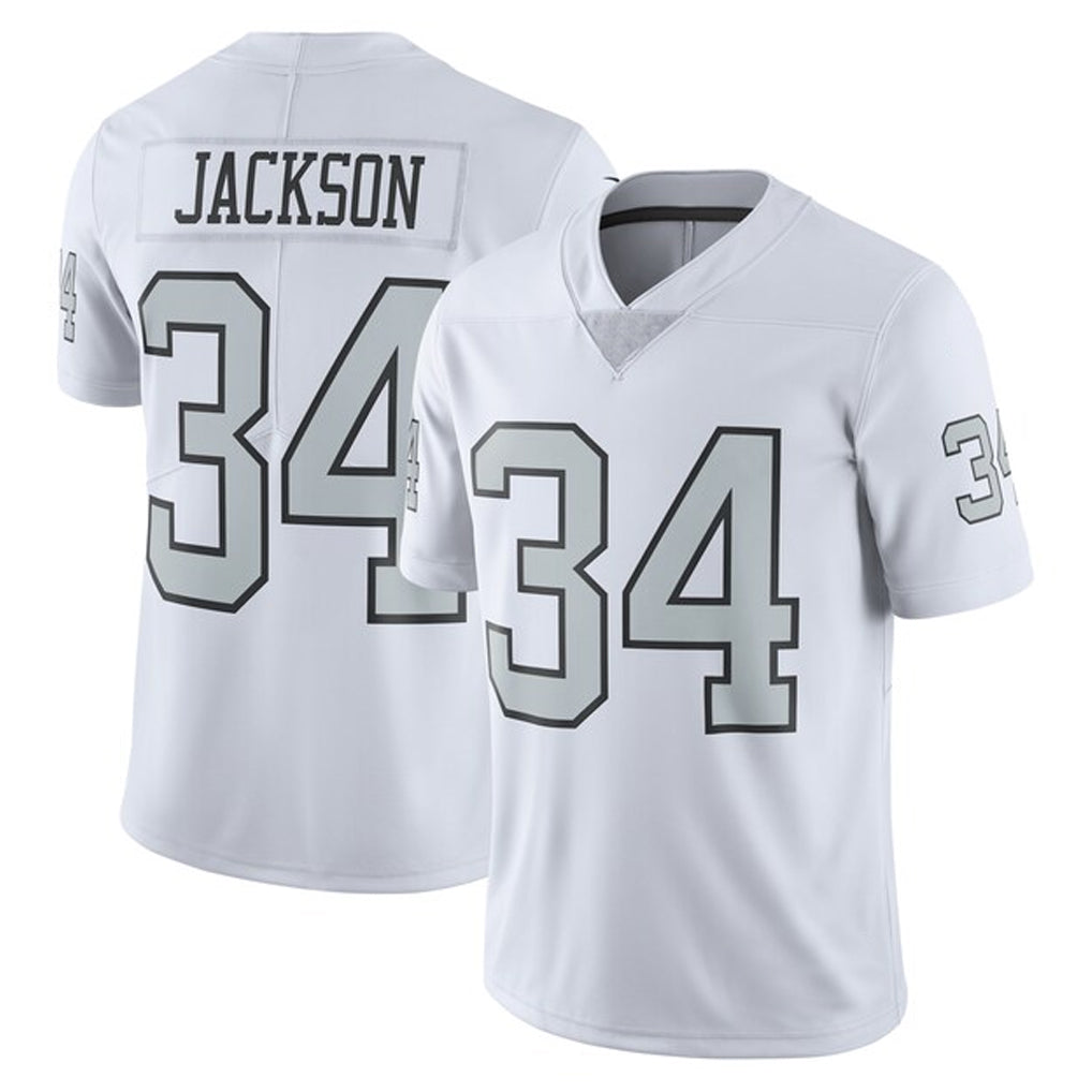 harde LV.Raiders #34 Bo Jackson Player White Alternate Vapor F.U.S.E Limited Stitched Jerseys