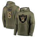 harde LV.Raiders #6 A.J. Cole Player Olive Salute to Service Pullover Hoodies Home Game Stitched Jerseys
