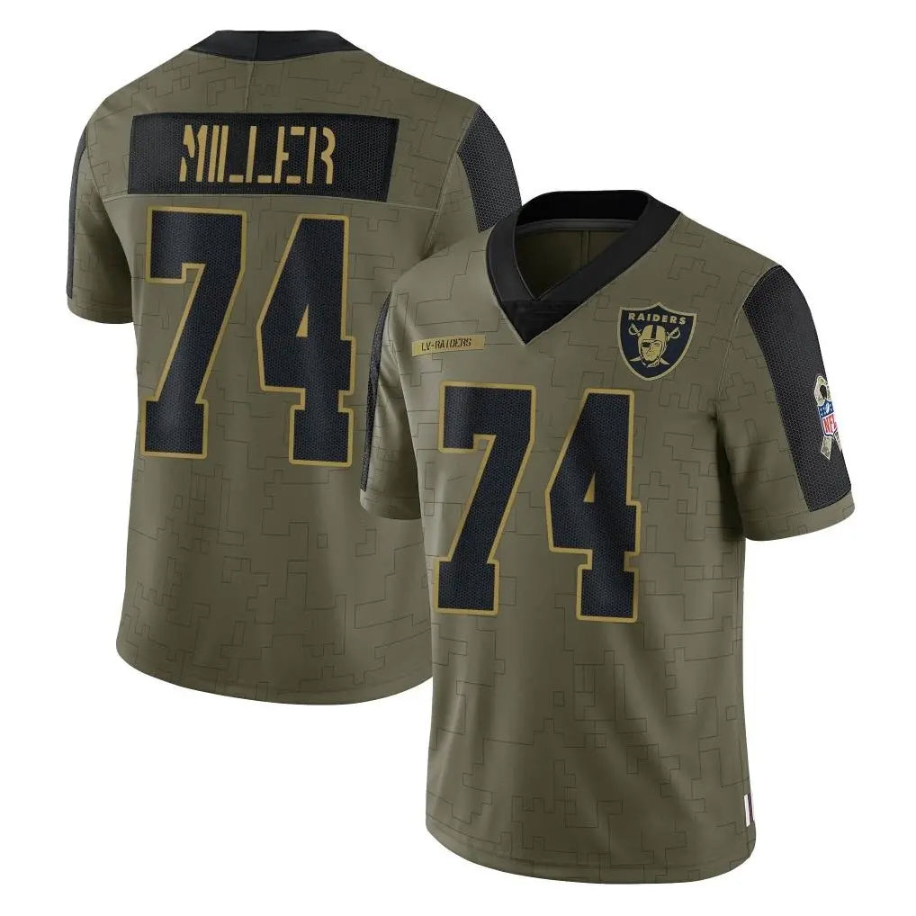 harde LV.Raiders #74 Kolton Miller Player Olive Salute To Service Limited Game Stitched Jerseys