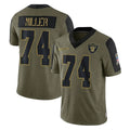 harde LV.Raiders #74 Kolton Miller Player Olive Salute To Service Limited Game Stitched Jerseys