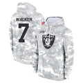 harde LV.Raiders #7 Quay Walker Player Arctic Camo Salute to Service Hoodies Limited Game Stitched Jerseys
