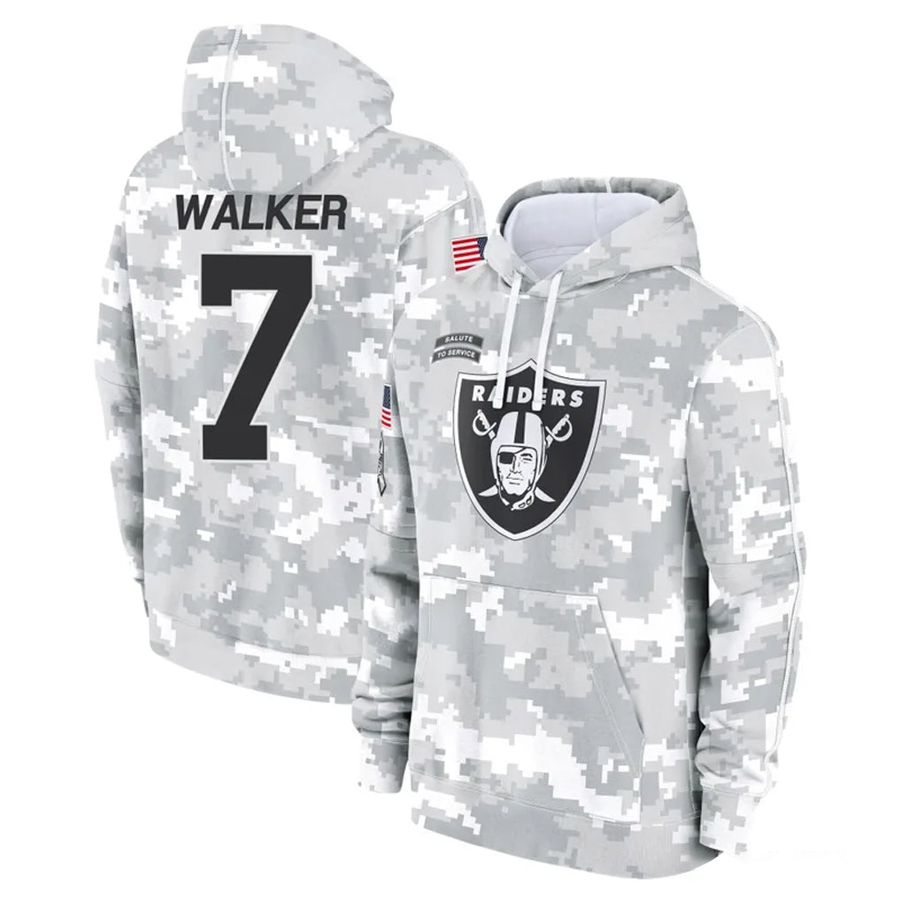 harde LV.Raiders #7 Quay Walker Player Arctic Camo Salute to Service Hoodies Limited Game Stitched Jerseys
