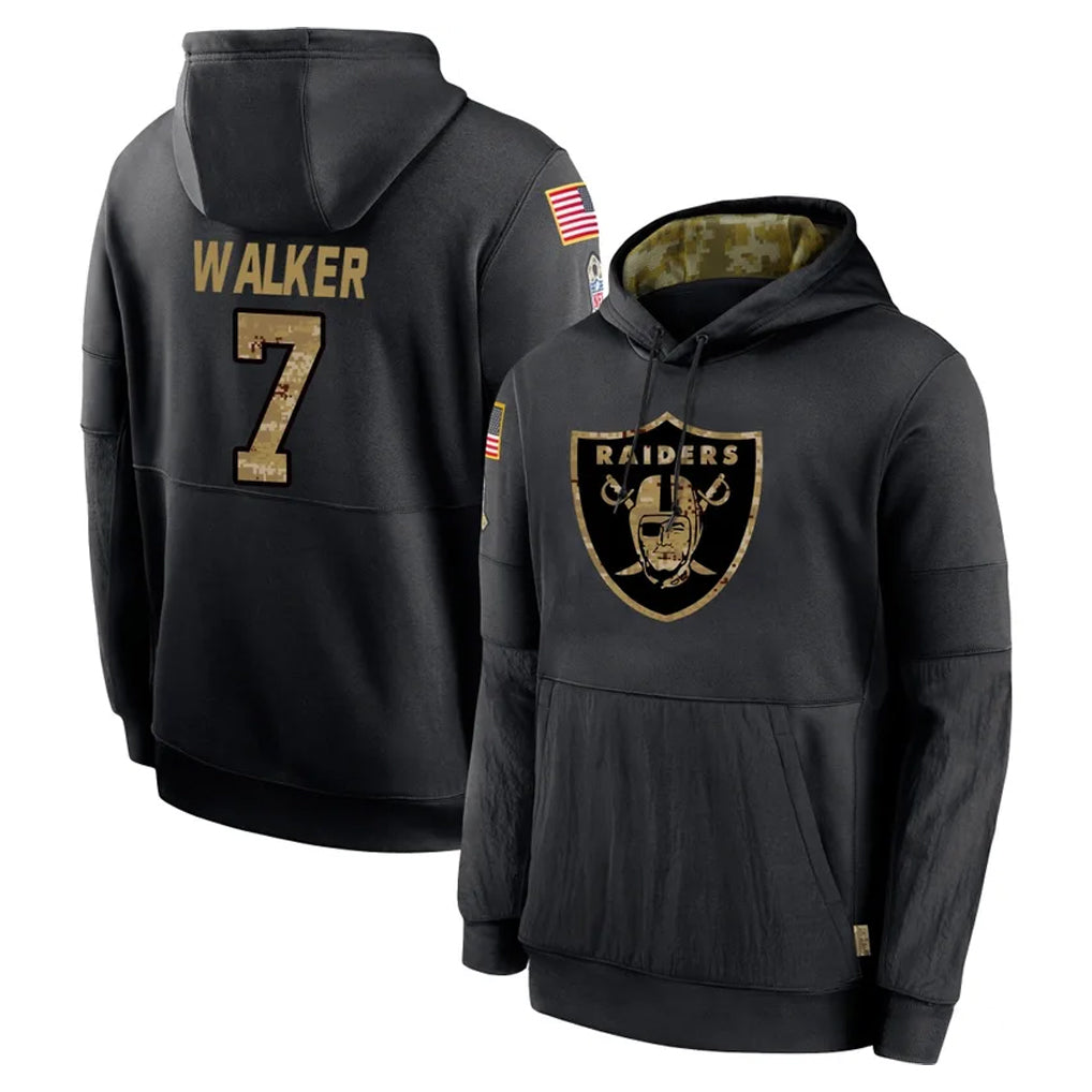 harde LV.Raiders #7 Quay Walker Player Black Salute to Service Hoodies Limited Game Stitched Jerseys