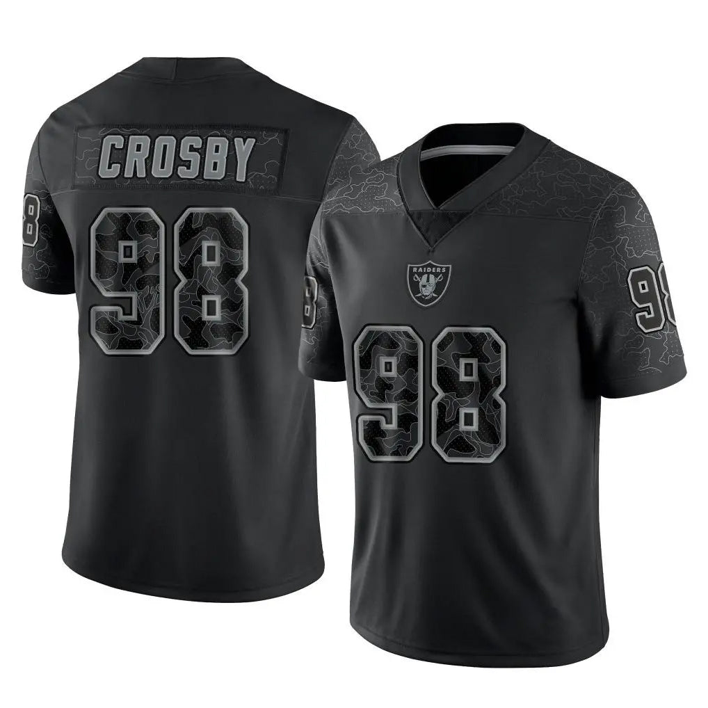 harde LV.Raiders #98 Maxx Crosby Player Black Reflective Limited Game Stitched Jerseys