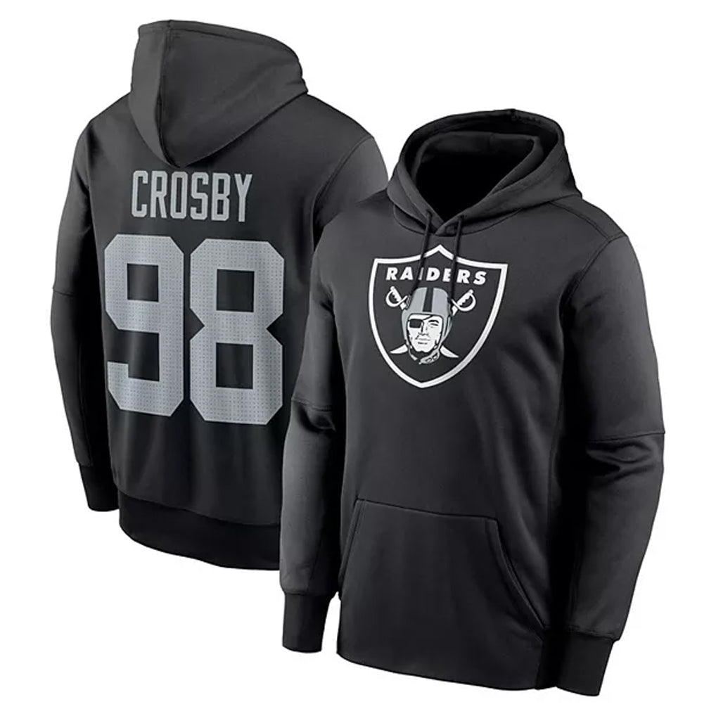 harde LV.Raiders #98 Maxx Crosby Player Black Salute to Service Hoodies Stitched Jerseys
